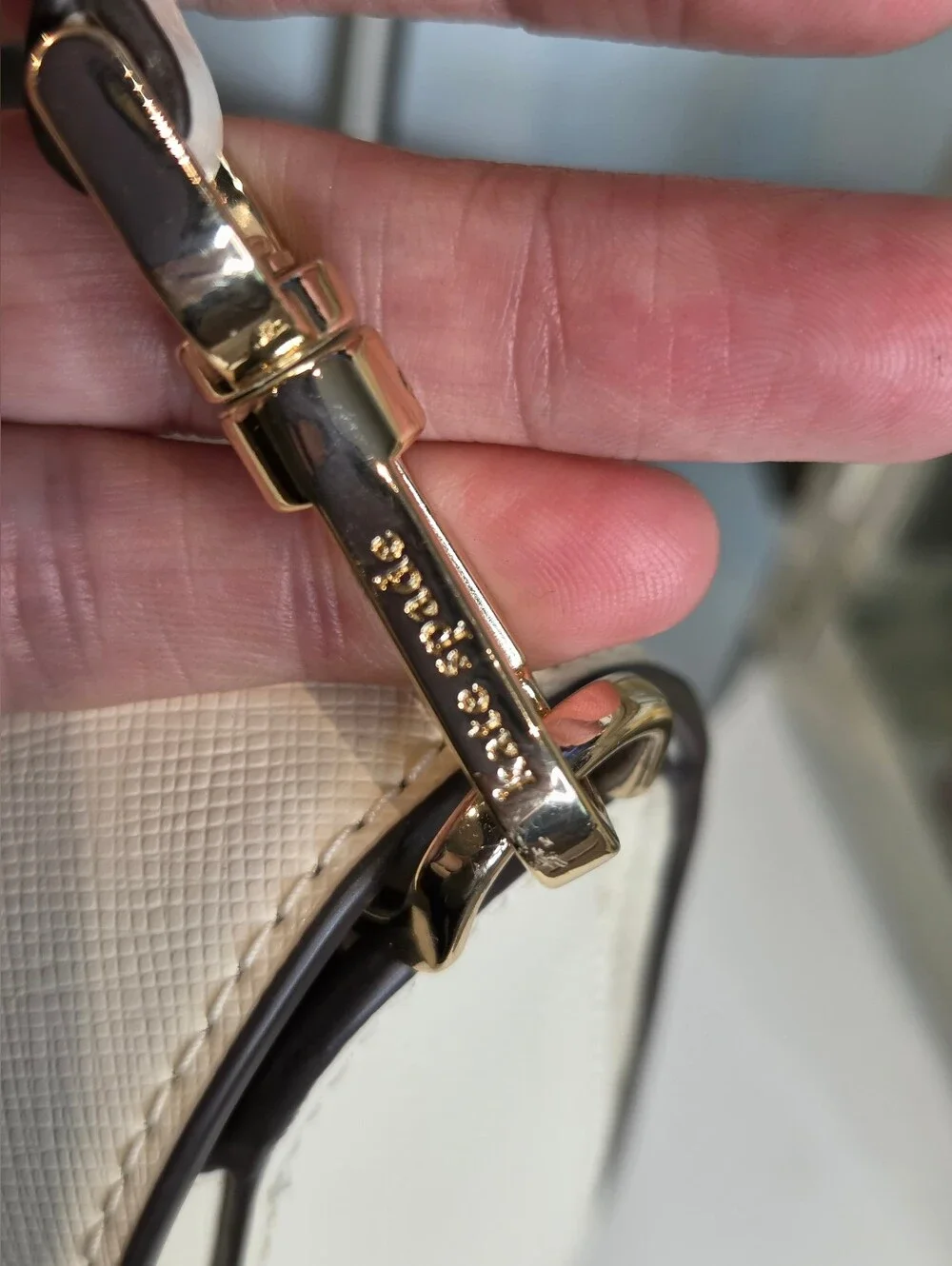 Kate Spade Madison Saffiano Leather Studded Saddle Bag Meringue